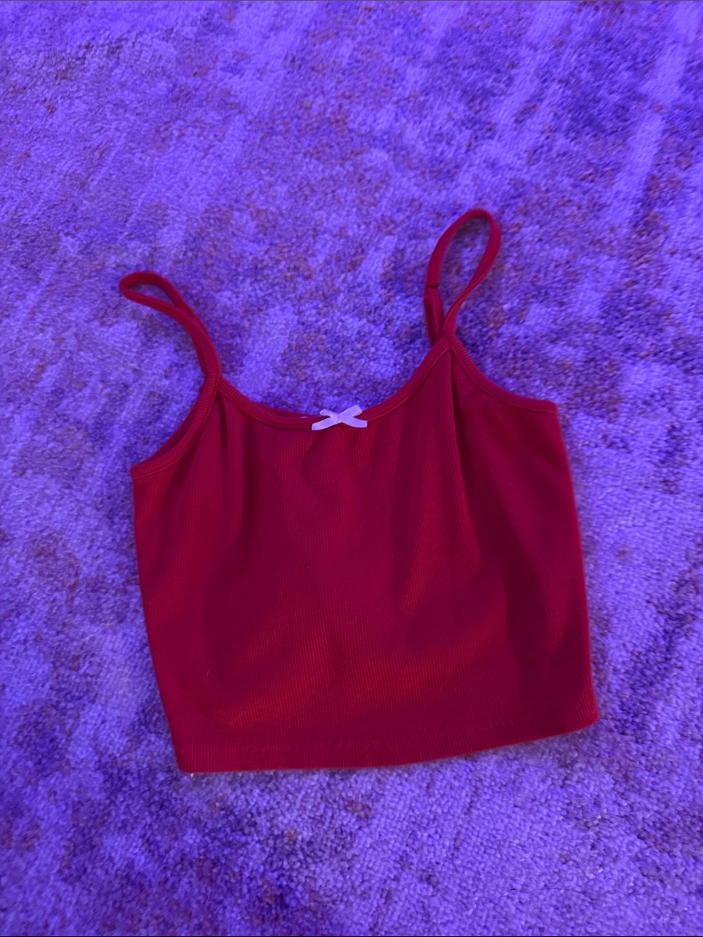 T.J.Maxx Red Ribbed Camisole with Bow Detail